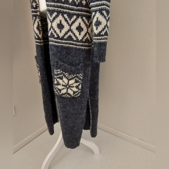 Sundance Talisman long hooded fairisle cardigan sweater M - Picture 4 of 9